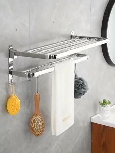 Stainless steel Hanging Holder Bathroom Shelf Organizer Bathroom Towel Holder Bathroom Shower Rack