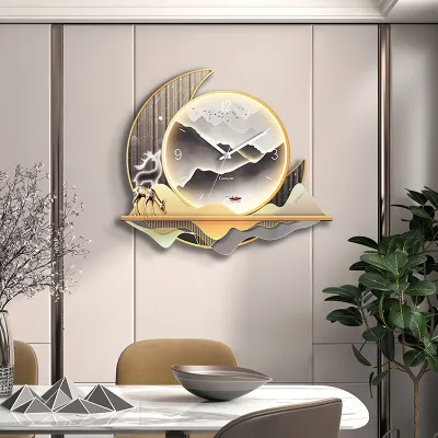 Nordic Style Quartz Wall Clock Silent Modern Simple Living Room Decor Hanging Clock Wooden Material Battery Powered round Dial