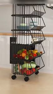 ATRIZ Rak Tempat Penyimpanan Multifungsi Dengan Roda Keranjang Buah Sayuran Kitchen Storage