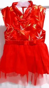 Dress Anak Cheongsam Qipao Imlek Tille Red Tutu