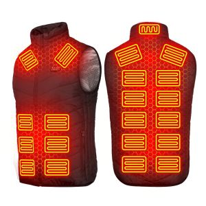 21PCS Heated Jacket Fashion Men Women Coat Intelligent USB Electric Heating Thermal Warm Clothes Winter Heated Vest Plussize
