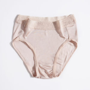 Silk Knitted Womens Briefs Double-Sided Lace Mid-High Waist Triangle Panties Seamless Breathable Solid Color Short Pants