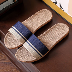 รองเท้าแตะผ้าลินินญี่ปุ่นสำหรับผู้หญิง รองเท้าแตะแบบไม่เกิดเสียง รองเท้าแตะแบบถักจากใยมะพร้าวและผ้าฝ้ายสำหรับใส่ในบ้าน