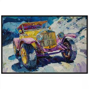 Tranh phong cảnh xe ôtô siêu xe leo núi. Tranh treo tường dán tường sơn dầu canvas CGI-1966