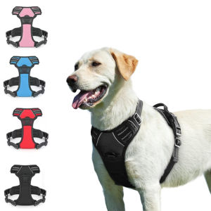 Dog Harness No Pull with 2 Leash Clips Adjustable Soft Padded Reflective Oxford No Choke Pet Vest with Easy Control Handle