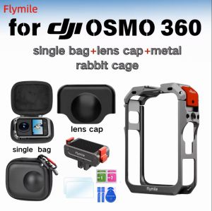 Flymile For DJI Osmo 360 Metal Cage Aluminum Alloy Protective Frame Action Camera Mounting Shell With Cold Shoe & 1/4" Threads Expansion