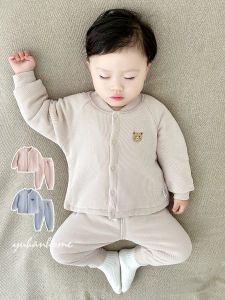 Bộ Quần Áo Mùa Thu Mùa Đông Em Bé Bộ Quần Áo Dài Tay Pha Trộn Ấm Áp Cotton Vải Bông Và Quần Nguyên Chất Cotton Vải Bông Quần Lót Vừa Vặn Em Bé Đồ Ngủ