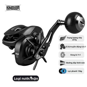 Kingdom | Máy Câu Cá Kingdom Macro Monster Baitcasting Reel Lực Kéo Tối Đa 13kg Tỉ Số Truyền 6.6:1 Toàn Thân Kim Loại Trọng Lượng 237g Với 6 Bạc Đạn NMB Dùng Cho Câu Cá Biển Và Sông.
