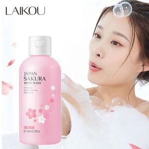 LAIKOU  Sakura Shower Gel Body Wash Brightening Exfoliating Smoothing Gentle Cleansing Moisturizing Bath Gel for Women Men