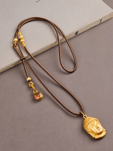 Handwoven Necklace Rope Pendant Gold Buddha Head Eight Treasure Compass Cord Female Style Jewelry Fashion Accessories