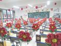 Children's Day School Desk Atmosphere Decoration Daisy Base Balloon with Pole Flower Shaped Balloon Heart Pattern Print Balloon. 