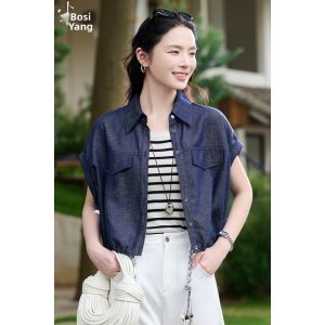 Misoshine | Relaxed Fit Tencel Linen Shirt Short Outerwear