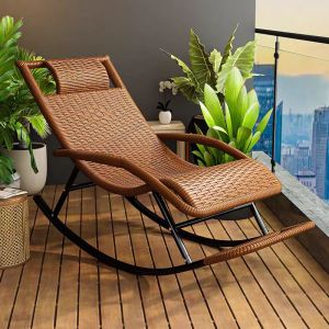 Rattan Rocking Chair For Adult Heavy Duty With Ergonomic Design Eisure Chair Carry 500KG Recliner Lazy Living Room Rocking Chair