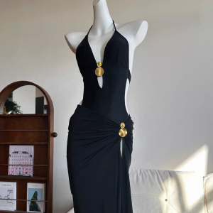 HAYOU | Leopard Print High Slit Slimming Swimdress Bikini for Hot Springs