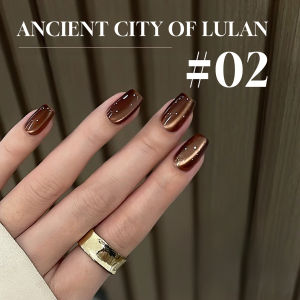 MIANEL 12ML 1-6pcs Autumn Loulan Ancient City Cat Eye Gel Nail Polish Black Chocolate Amber High-grade Glass Bead Brown Nails