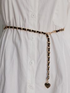 Sweet Style Metal Waist Chain for Women Summer Fashion Decorative Belt Versatile Sweater Thin Leather Belt Waist Link Chain