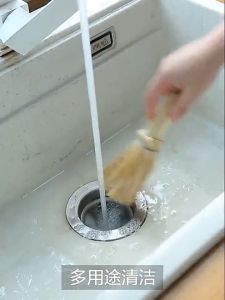 Premium Coconut Fiber Kitchen Brush with Long Handle Ideal for Scrubbing Pots and Pans