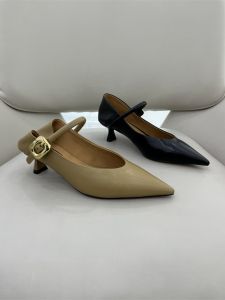 รองเท้าส้นเตี้ยหนังวัวชั้นเดียวหัวแหลม ฤดูใบไม้ผลิ 2025 รองเท้าส้นเตี้ยหนังนิ่ม หัวเข็มขัด รองเท้าส้นเตี้ยสำหรับผู้หญิง รองเท้าแฟชั่น