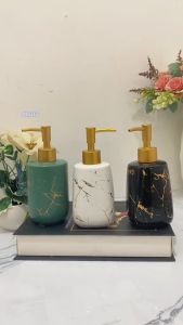 NexXIO Refill Pump Bottle Marble Ceramic Soap Dispenser / Botol Sabun Isi Ulang Keramik Motif Marmer