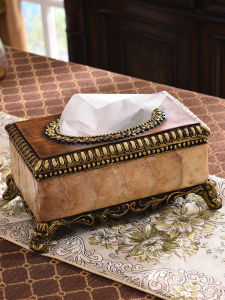 Elegant Large Size European Style Tissue Box Vintage Pull out Design for Home Living Room Tea Table Decorative Accessories