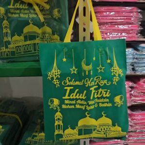 Tas Kain Lebaran Bingkisan Idul Fitri Tapak Press / Tas Thr Souvenir Lebaran / Goodie Bag Idul Fitri