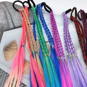 Women Girls Colorful Wigs Ponytail Headbands Rubber Bands Beauty Hair Bands Headwear Kids Hair Accessories Head Band Hair Ornament