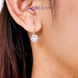 MEILYN Anting Klip Desy Perhiasan Motif Bunga Flowery 6K Biji Lada Lapis Emas Putih 0262230247
