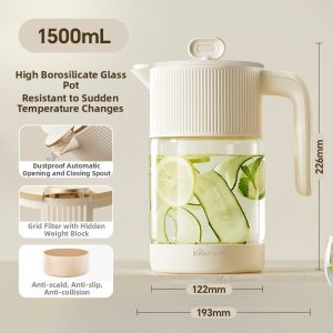 [China Plug Without Adapter] Bear | Heat Resistant Dustproof Glass Water Storage Jug