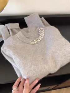 Áo Len Dệt Kim Tay Dài Cổ Tròn Màu Trơn Phong Cách Hàn Quốc Dành Cho Nữ Mùa Xuân Thu Bằng Vải Nỉ Gấu Áo Len Dệt Kim Bên Trong