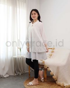 Tunik Brukat Kombinasi Crepe Lengan Panjang Atasan Tunik Lengan Panjang Import Brukat Tunik Putih Tunik Hitam Import Brukat Crepe