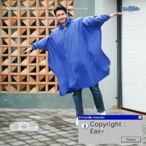 Elmondo Jas Hujan Poncho Lengan Murah - Biru