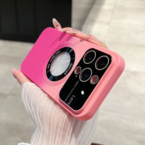 CrashStar With Lens Films MagSafe Gradient Silicone Soft Phone Case For iPhone 15 14 Pro Max Plus 13 12 11 Pro Max Wireless Charging Phone Casing With Logo Hole Shockproof Phone Cover With Full Cover Lens Camera Protection Hot Sale