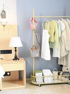 HOVELSHOP Gantungan Baju Berdiri Keranjang Stainless Steel Rak Pakaian Handuk Stand Hanger Aesthetic