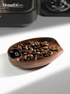 Mongdio Walnut Wood Italian Style Coffee Bean Electronic Scale Tea Spoon Scale Dynamic Feedback LED Display USB Interface