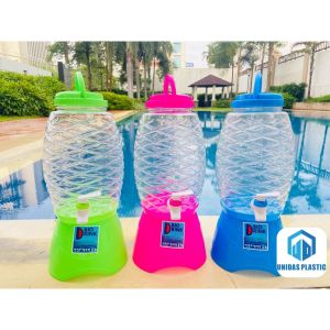 UNIDAS 5 Liters ( PLASTIC SUPPLIER) BIO DRINK PINEAPPLE TRANSPARENT WATER JUG WITH Faucet