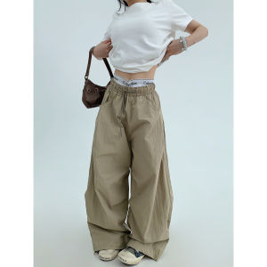 Quick Dry Straight Leg Pants Women Loose Simple Casual Trousers Vintage American Style Wide Leg Long Pants Casual Trousers