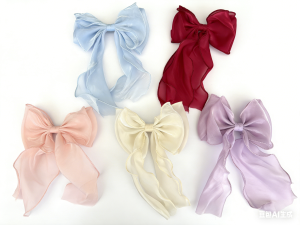 5 Piece Set Elegant Chiffon Bow Hairpin Set Large Ribbon Hairpin Girl Party Daily Hair Accessories