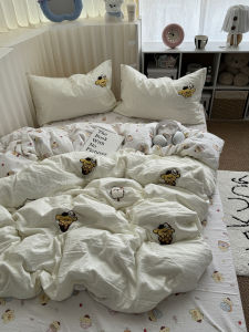 Cute Ice Cream Dog Towel Cotton Washed Bedding Set Four Pieces Dormitory Three Pieces Set Soft Cotton Towel Embroidery Bedding