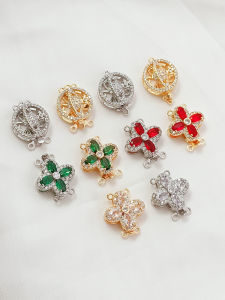 กระดุมหัวนมทองคำชุบทอง 14K ชุบทอง K เข็มขัดไข่มุก 4 ใบ กระดุมหัวนมชุดคู่ กระดุมหัวนมโลหะผสม ชุบทอง