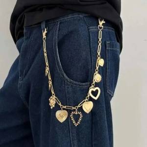 Ingemark Hip Hop Love Heart Keychain Waist Belts Chain for Women Men Punk Trousers Jeans Pants Wallet Bag Chain Street Jewelry