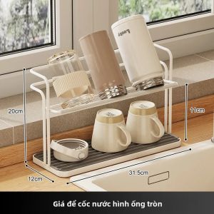 Giá Để Cốc Bằng Thép Không Gỉ Hai Lớp Giá Đỡ Ly Úp Ngược Có Khay Hứng Nước Giá Để Ly Rượu Trên Mặt Bàn Dụng Cụ Sắp Xếp Ly Rượu Cho Gia Đình