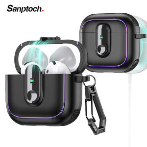 Sanptoch Premium Lock Switch Case For AirPods 4 / Pro2 / 3rd / Pro Wireless Earphone Military Shockproof Cover For Airpods 2 / 1 Gen Matte Protective Casing With Keychain