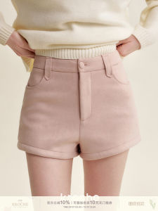 High Waist A-Line Suede Shorts Kroche 25ss Rose Snowflake Velvet Casual Pants for Women Straight Leg Knitted Polyester Fiber