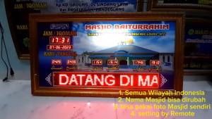 Jam Masjid Jadwal Sholat Digital Lampu Led Ukuran 90Cmx40Cm
