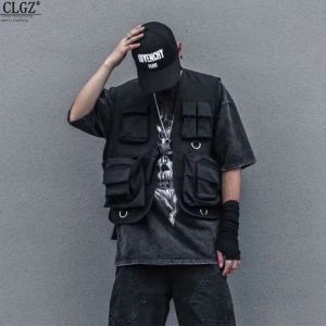 Summer High Street Mechanical Style Parka Tactical Vest Male and Female Trendy Brand Dark Series Street Hip-Hop Hip Hop Sleeveless Outwear