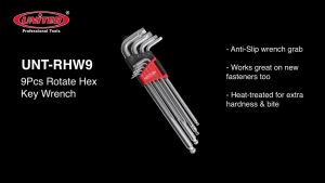 9pcs United Rotate Hex Key Wrench Hex Key Loose Removal Pembuka Allenkey Bulat Damage Hex Key Rounded Anti-Slip