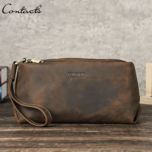CONTACTS High Quality Genuine Leather Clutch Bag Luxury Mobile Phone Bags Credit Card Holder Casual Mens Handbags