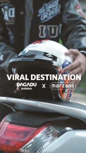 Marzano X Dagadu Helm Retro Bogo Half Face White Glossy Size S-XL Berstandar SNI