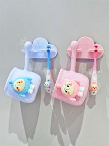 Wall-Mounted Childrens Toothbrushing Set Plastic Storage Rack Electric Toothbrush Holder Spout Cup Organizer Bathroom Decor