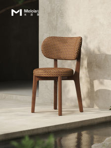 Meloalt Solid Wood Dining Chair French Vintage Bedroom Makeup Chair Designer Restaurant Chair Backed Chair Fabric Upholstered